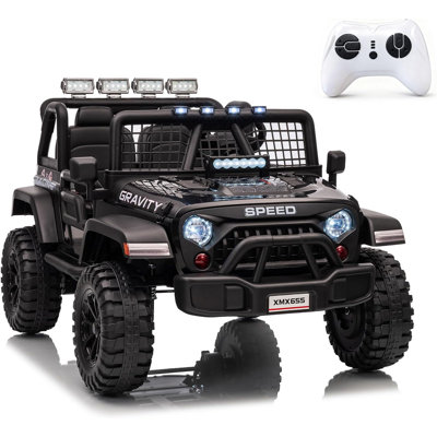 Voiture 2 places pour enfants, camion électrique 24 V avec télécommande pour les parents, suspension à ressort, 2 vitesses, phare à DEL et lecteur de musique, véhicule électrique pour enfants de 3 à 8 ans