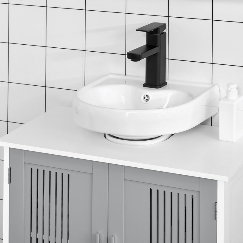 23.50'' Single Bathroom Vanity Base Only, White/Gray