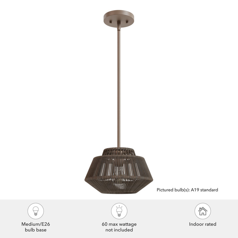 Sable Rattan Mini Pendant Light with Glass Shade