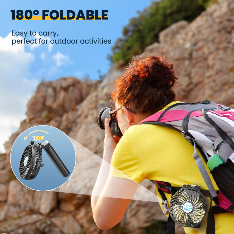 5200mAh Black and Transparent Portable Handheld Fan with Rechargeable Battery
