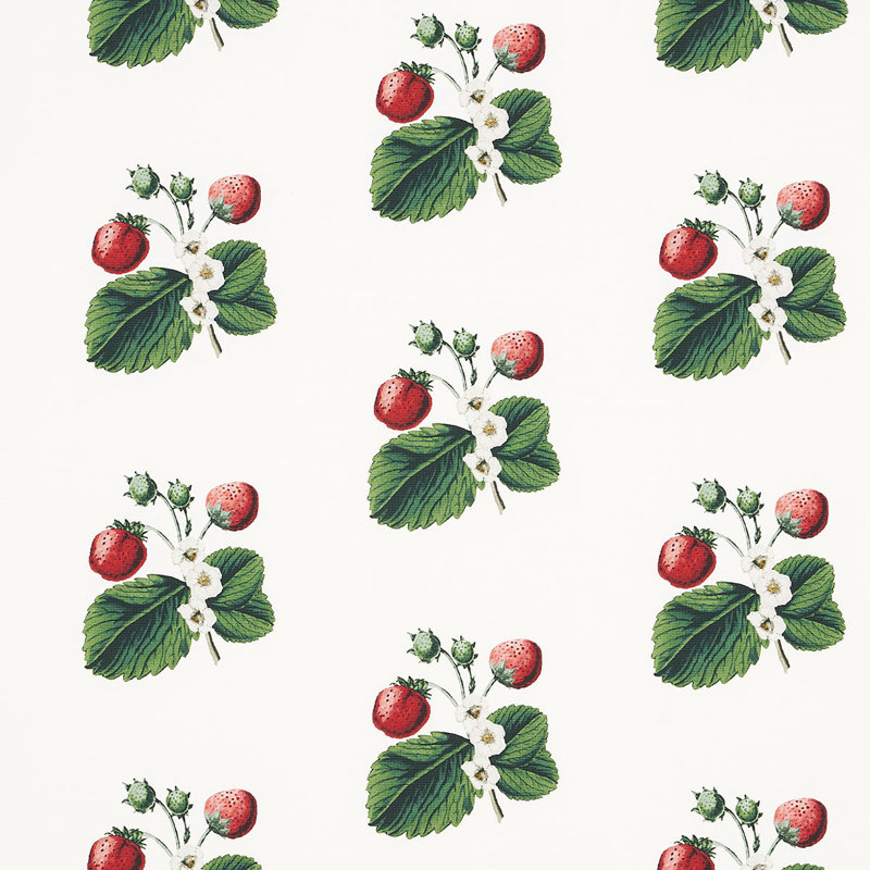 Tissu Schumacher x Johnson Hartig Strawberry Hill, Blanc