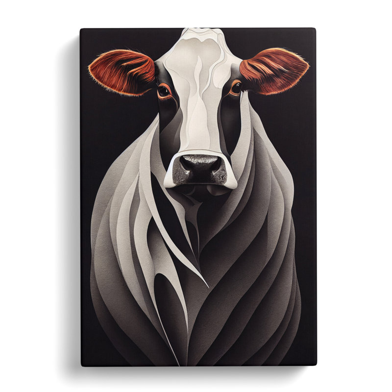 Modern Cow Design - Wrapped Canvas, 50cm H x 35cm W x 3cm D