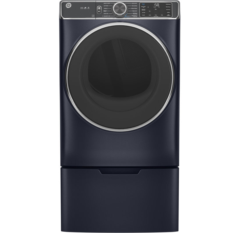 GE Appliances Smart 7.8 cu. ft. Electric Dryer with Powersteam and Washer Link, Sapphire Blue