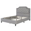 Lit double en velours gris luxueux avec et tête de lit, sans sommier, capitonnage à boutons en bois massif, stable-73391335-73391352