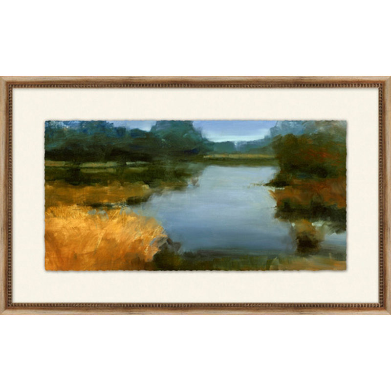 Étang aux marais - Peinture encadrée sur papier