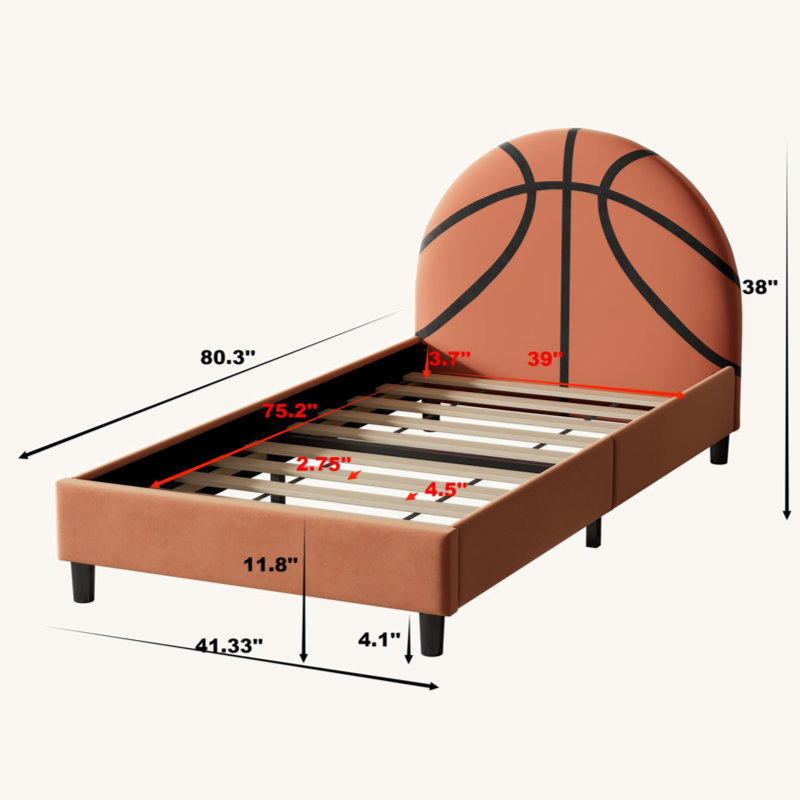 Lit plateforme tapissier Basketball Design