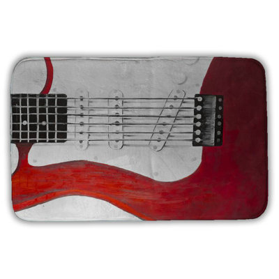 Red electric guitar Bath Mat with Non-Slip Backing - Quick Dry Memory Foam Bathroom Rug - Absorbent - Modern Plush Spa-Style - Machine Washable