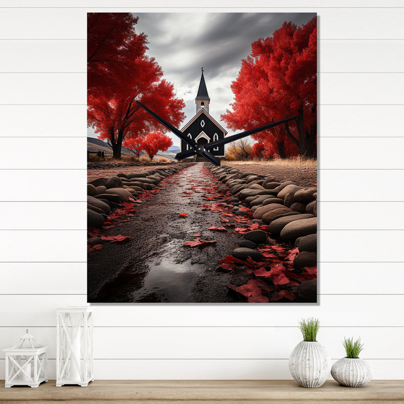 Red Church Sanctuary In Solitude - Horloge murale spirituelle, Grand