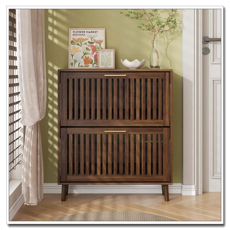 Armoire à chaussures 23,6 po en noyer, H 36,4 po x l 31,5 po x P 9,5 po