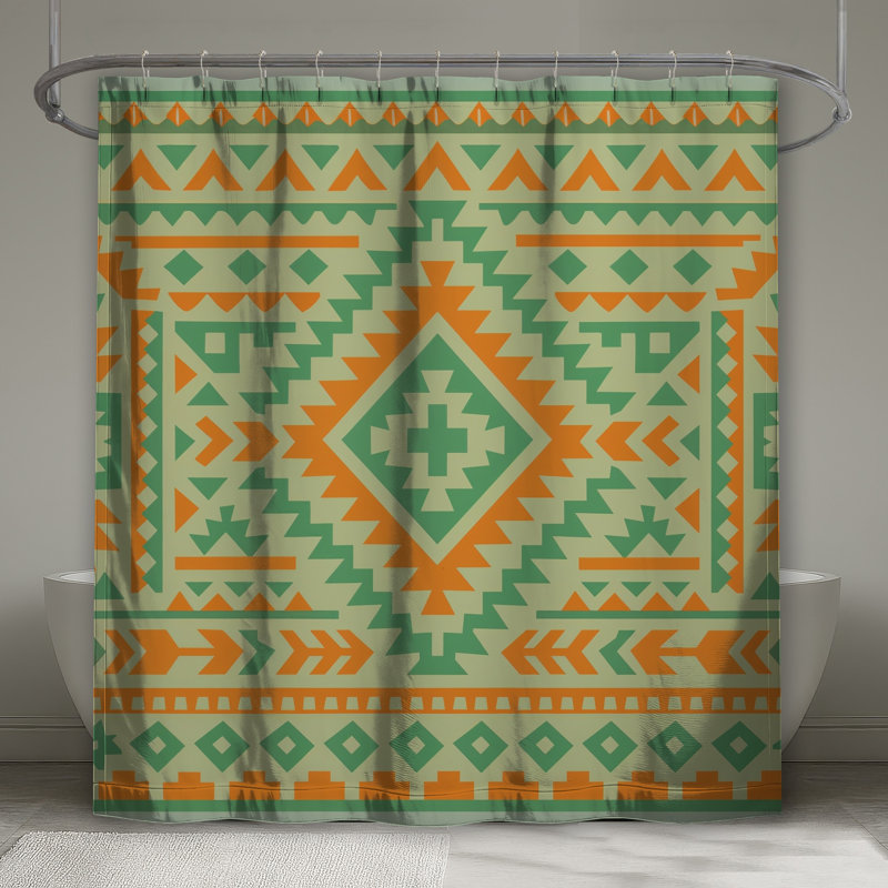 Southwestern Geometric Pattern Shower Curtains Extra Long, 70in W x 84in H