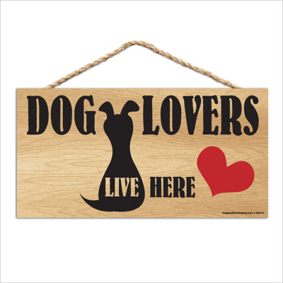 Panneau «Dog Lovers Live Here» en bois