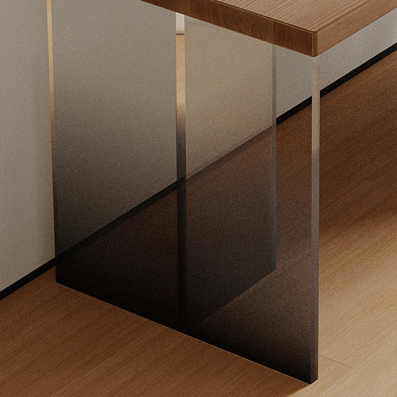 Bureau rectangulaire brun et noir en bois massif et acrylique, H 29,53 po x l 55,12 po x P 23,62 po