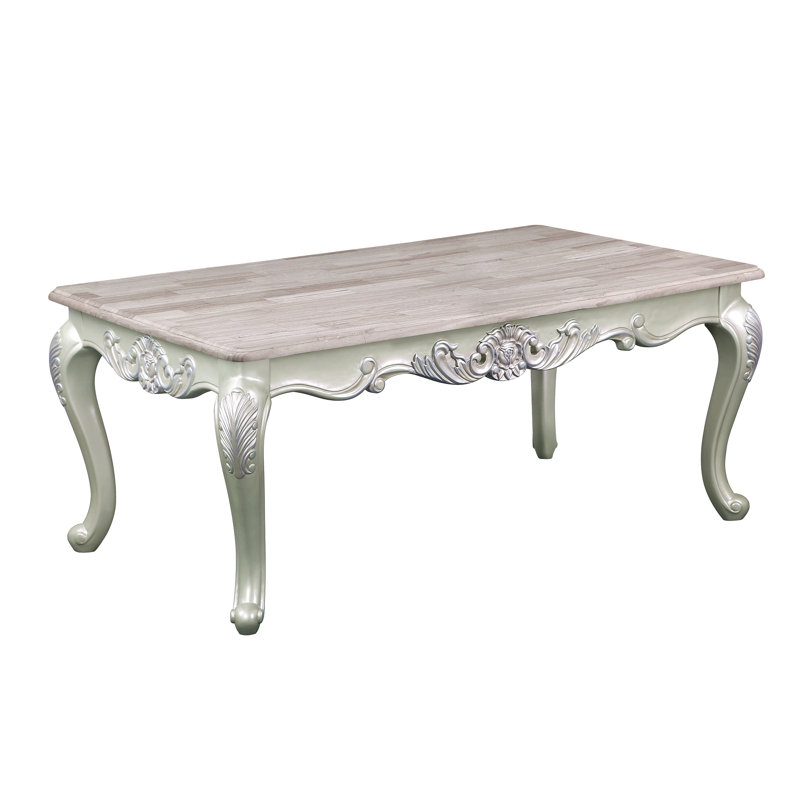 Table basse de style traditionnel Melrose en bois au fini argenté