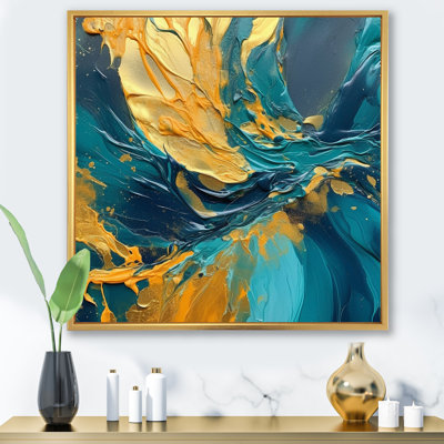 Golden Sunshine in Deep Blue Ocean Abstract I - Print on Canvas