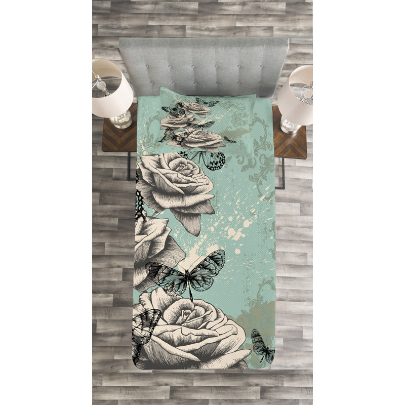 Adelinah Polyester Floral Bedspread with Pillow Shams, 170 x 220 cm Bedspread - 1 Sham