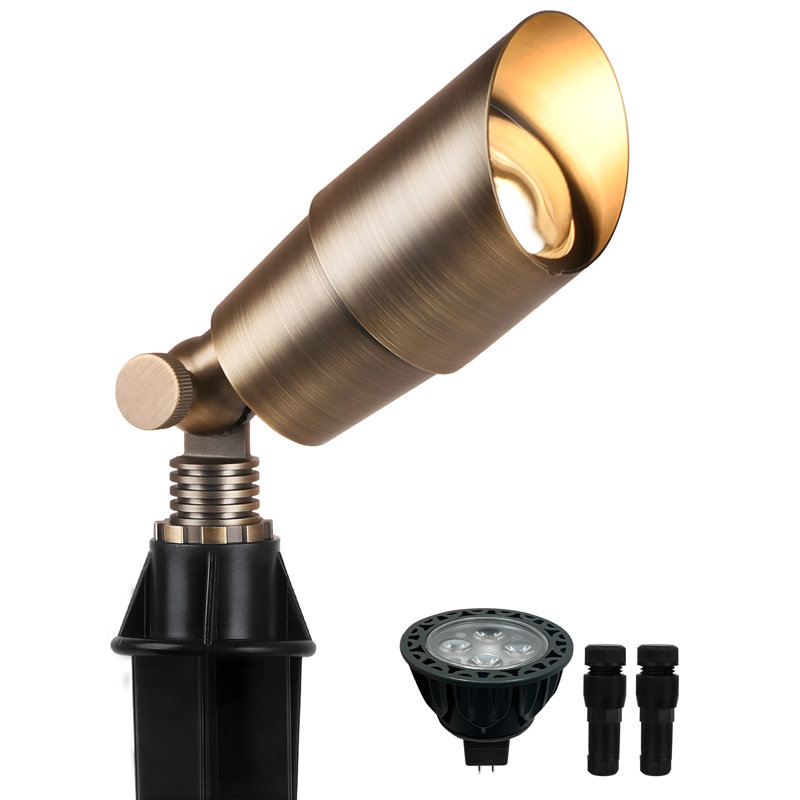 Paquet de 1 éclairage de paysage à basse tension en laiton massif, ampoules à DEL 12 V avec boîtier en aluminium Mr16, lumières d'extérieur résistantes et imperméables pour le jardin, la cour et les arbres