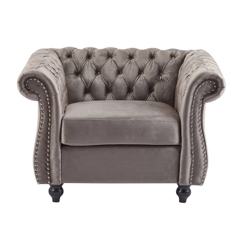 Fauteuil club Chesterfield, Dark Brown Velvet