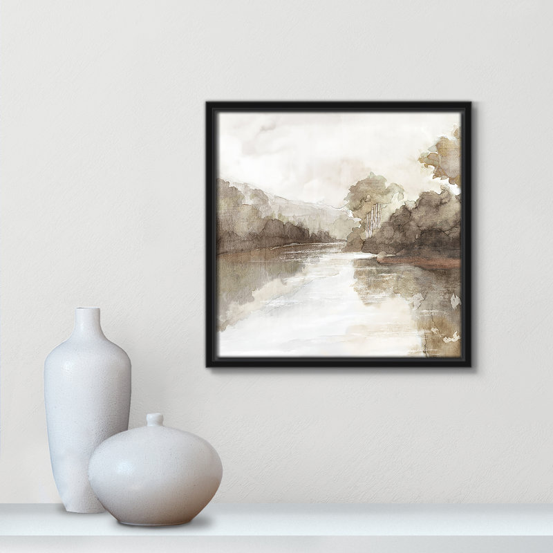 «Fall Nature Print» par Eva Watts, Toile avec cadre, L 13,5 po x H 13,5 po, Cadre flottant noir