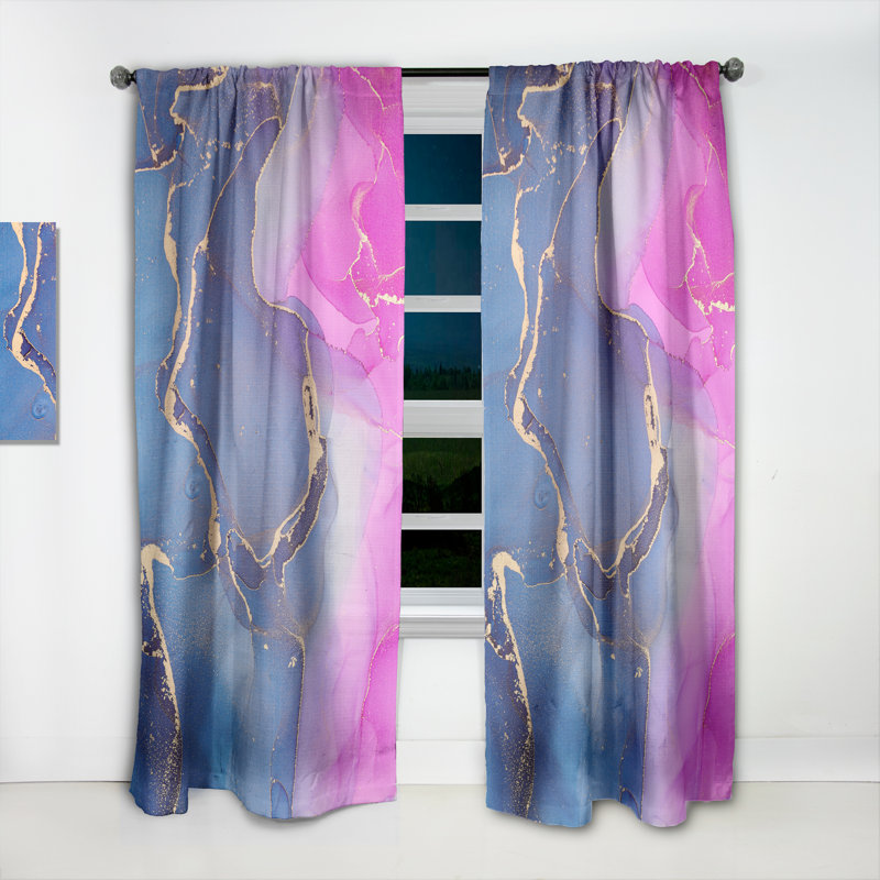 Paire de rideaux semi-transparents avec passe-tringle Abstract, L 52 po x L 108 po