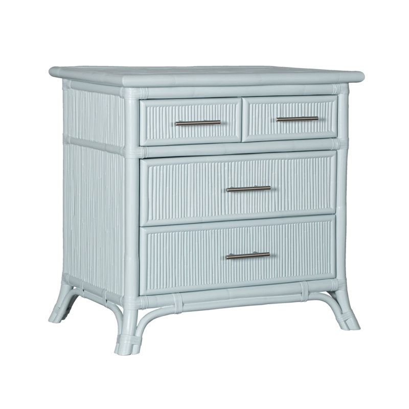 Table de chevet 4 tiroirs Bermuda, Bleu pâle