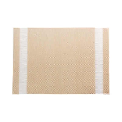 Ensemble de 6 napperons d'extérieur rayés de 16 po x 12 po, résistants à la chaleur et aux taches, crème avec rayures blanches en vinyle