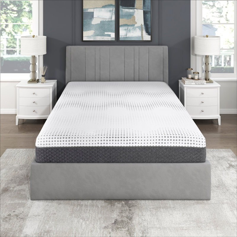 Gann 12" Modern & Contemporary Full Green Tea Gel-Infused Memory Foam Hybrid Mattress with Charcoal Infused Base, Firm Comfort Level