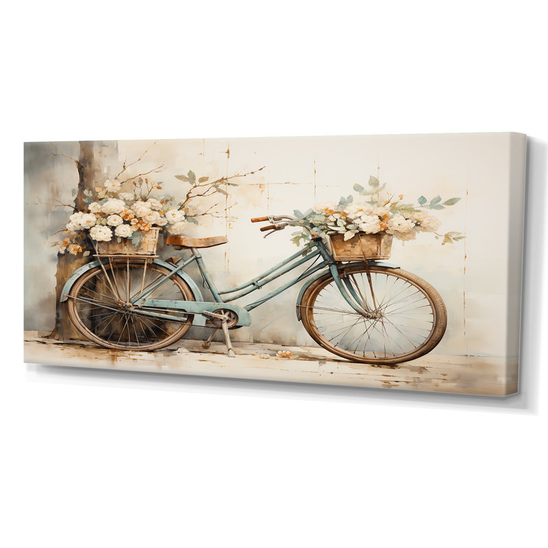 Vélo tranquille, pédalant II - art mural encadré, Toile tendue, H 28 po x l 60 po, Sans cadre
