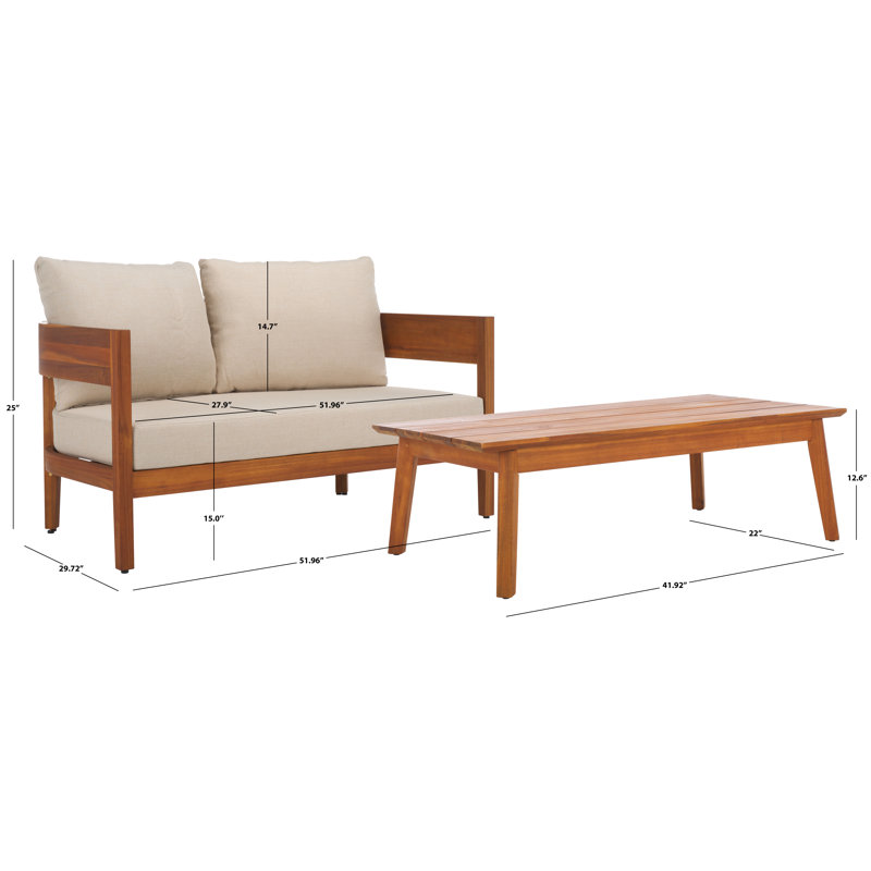 Kaiiden Patio Bench + Table, Natural
