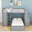 Lit superposé simple en bois 2 tiroirs avec bureau intégré et tablettes Curt Kids-2099510681