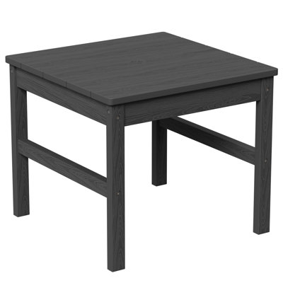 All-Weather HDPE 21 in. Square Outdoor Side Table with Umbrella Hole