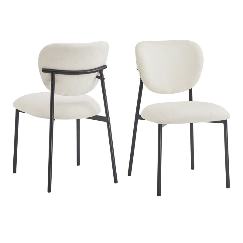 Chaises de salle à manger rembourrées de 2 en beige - Design moderne avec pieds en métal Support de dossier ergonomique pour un confort d'assise optimal, utilisation quotidienne 2 option confortable, structure robuste durable