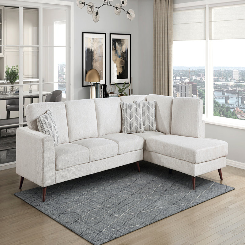  Canapé d'angle moderne et contemporain Jandreau 112 po en chenille, 2 pièces, avec coussins de dossier réversibles, mousse haute densité et 3 coussins décoratifs