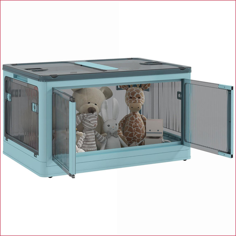 Bacs de rangement empilables pliables avec couvercles Roues | Blanc | Plastique, Blanc