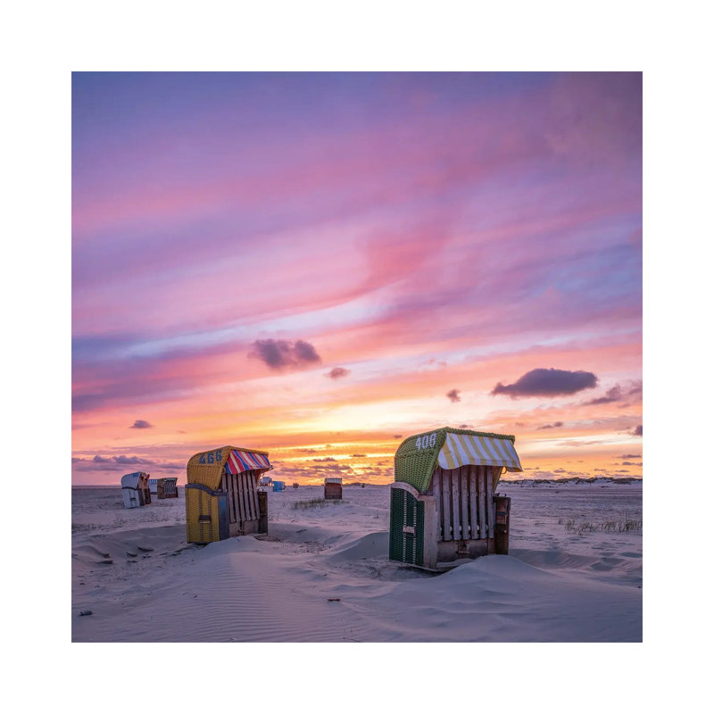 Sunset At The Beach, North Sea Coast, Germany by Jan Becke - Gallery-Wrapped Canvas Giclée on Canvas, 30.48 cm H x 30.48 cm W