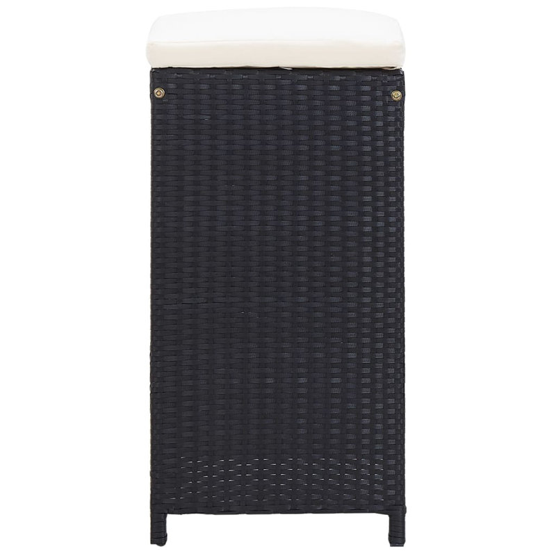 Patio Bar Set Outdoor Bar Table and Stools Poly Rattan and Glass Black