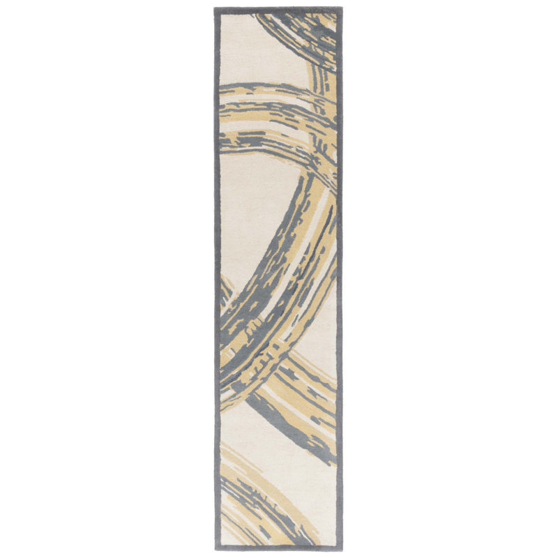 Colombi Hand Tufted Wool/Cotton Abstract Rug in Cement, Runner 2'3" x 10'