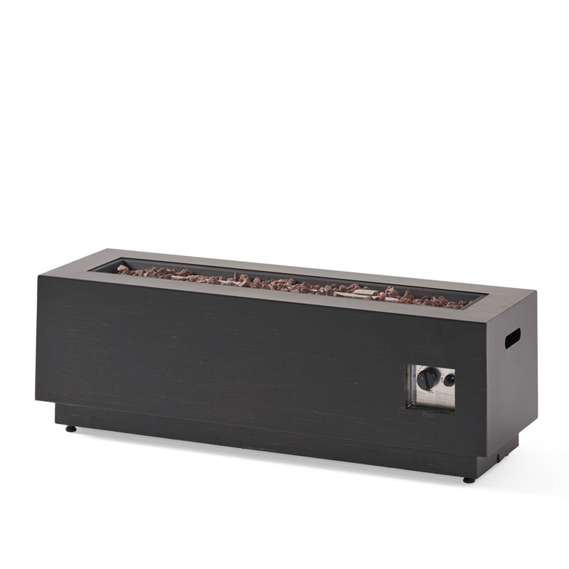 50,000 Iron Fire Pit, Dark Grey, Contemporary Outdoor Centerpiece, No Assembly 40" Rectangular Iron, , Stunning,