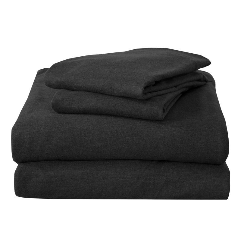 Flannel Jersey Knit Sheet Set, Light Gray, Full Sheet Set + Fitted Sheet + 2 Pillowcases