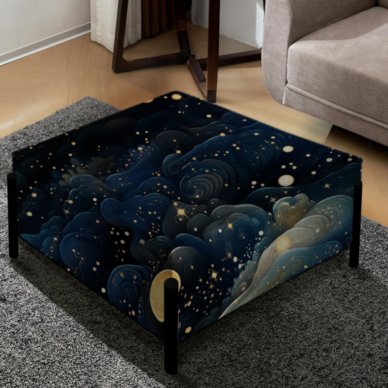 Motif galactique indigo minuit - Grand repose-pieds carré abstrait