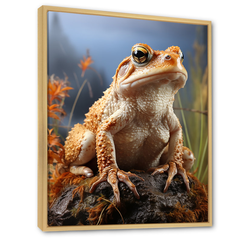 Portrait de grenouille classique sur toile, Cadre naturel flottant, 40" H x 30" W