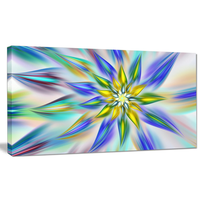 " Dancing Blue Fractal Flower ", 16" H x 32" W x 1" D