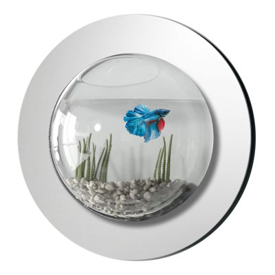 Maryjane 1 Gallon Reflection Fish Bubble Deluxe Mirrored Wall Mounted Aquarium Tank