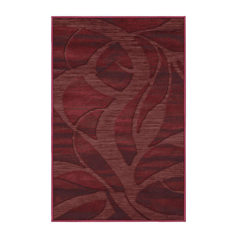 Tapis rouge abstrait lavable à la machine, Rectangle 2 pi x 3 pi