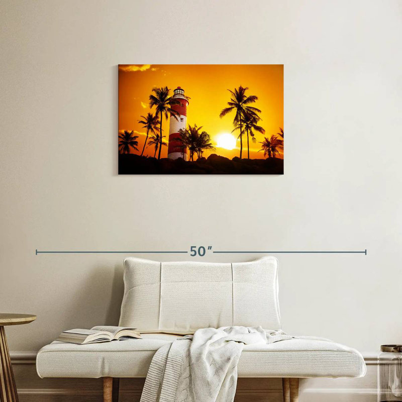 Kovalam lighthouse sunset Aletra, H 20 po x l 30 po