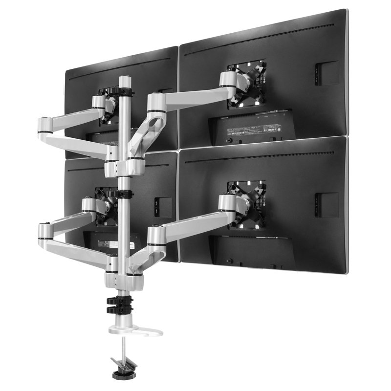 Support de bureau multi-écrans Mount-it Silver, peut supporter jusqu'à 24 lb