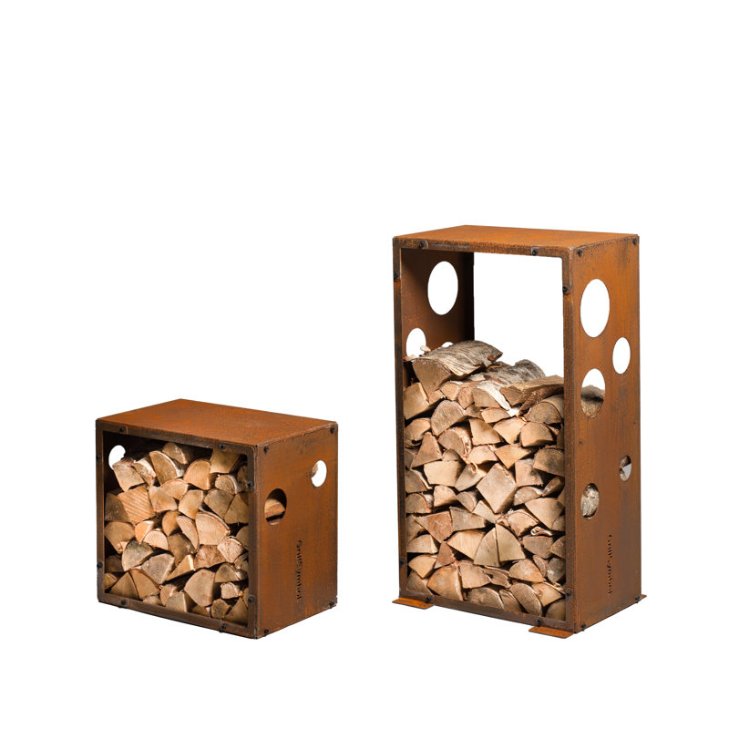60cm W Cor-Ten Steel Log Rack
