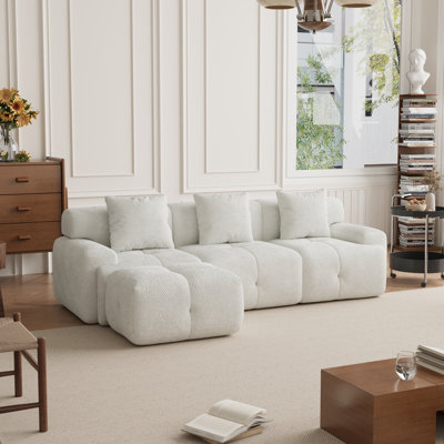 L-Shaped Modular Cloud Sectional Sofa With 3 Seats,Big Deep Seat Comfort Couch With Ottoman