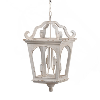 Adjustable Chandelier 4 - Light Wood, Hanging Light Fixture With Chain For Kitchen Dining Room Foyer Entryway, Bulb Not Included