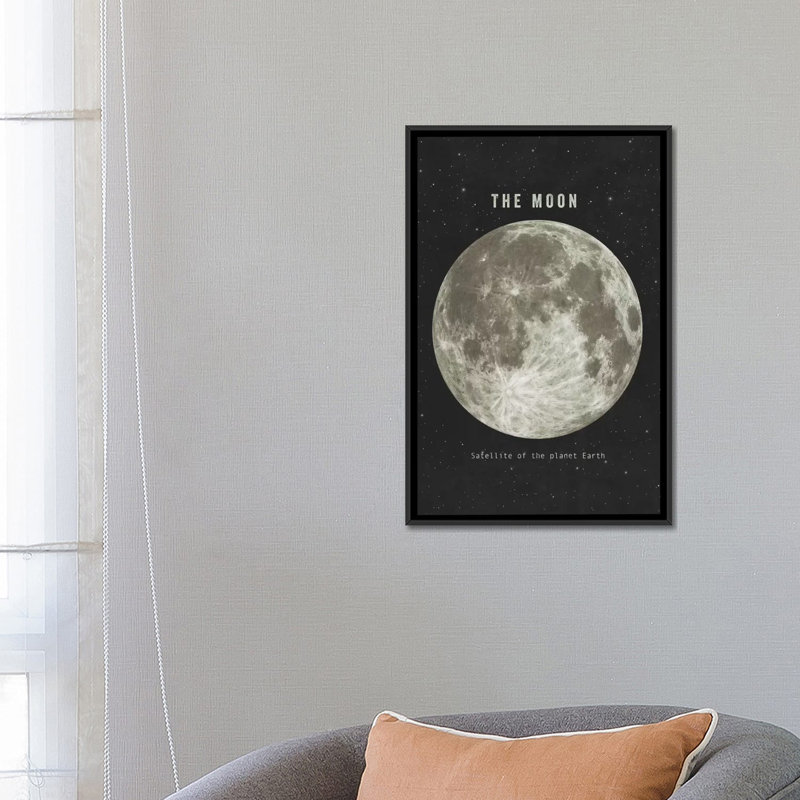 « the moon landscape », reproduction d’art sur toile, H 26 po x l 18 po x P 1,5 po, Toile avec cadre noir, Pas de tapis