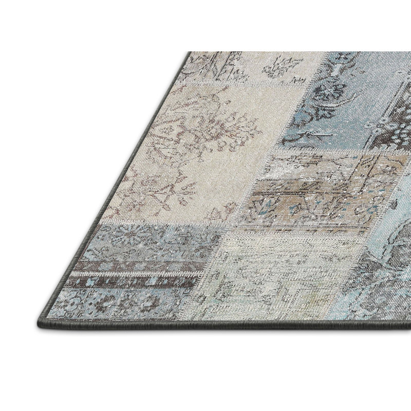Tapis bleu/gris contemporain, Rectangle 4 pi x 6 pi
